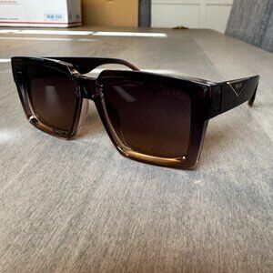 Rectangle sunglasses brown clear ombre oversize designer